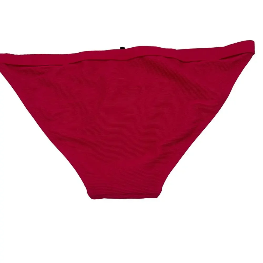 NWT J. Crew Fuchsia Pink Ribbed Hipster Bikini Swim Bathing Suit Bottom Large